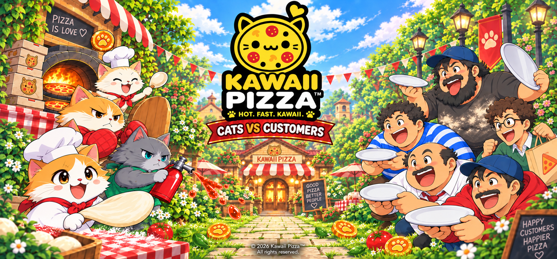 Affiche officielle de Kawaii Pizza™ — Cats vs Customers